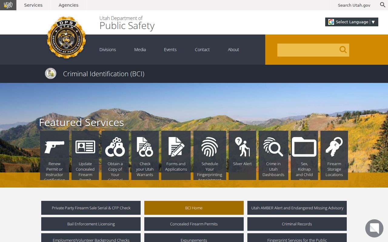 Sevier County criminal history access through Utah BCI