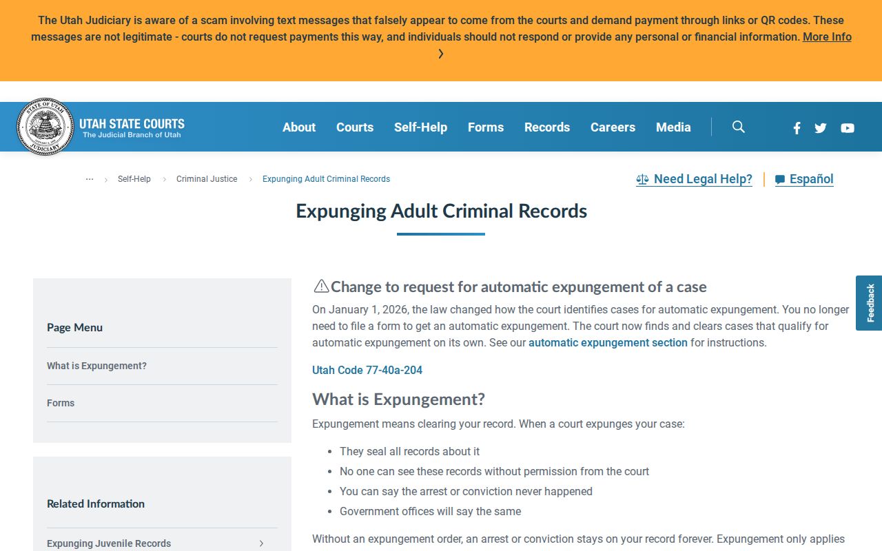 Sevier County criminal court record expungement workflow