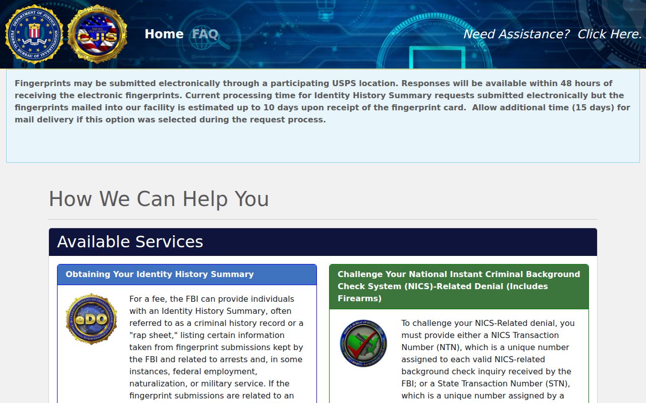 Sevier County criminal record self-review through the FBI portal