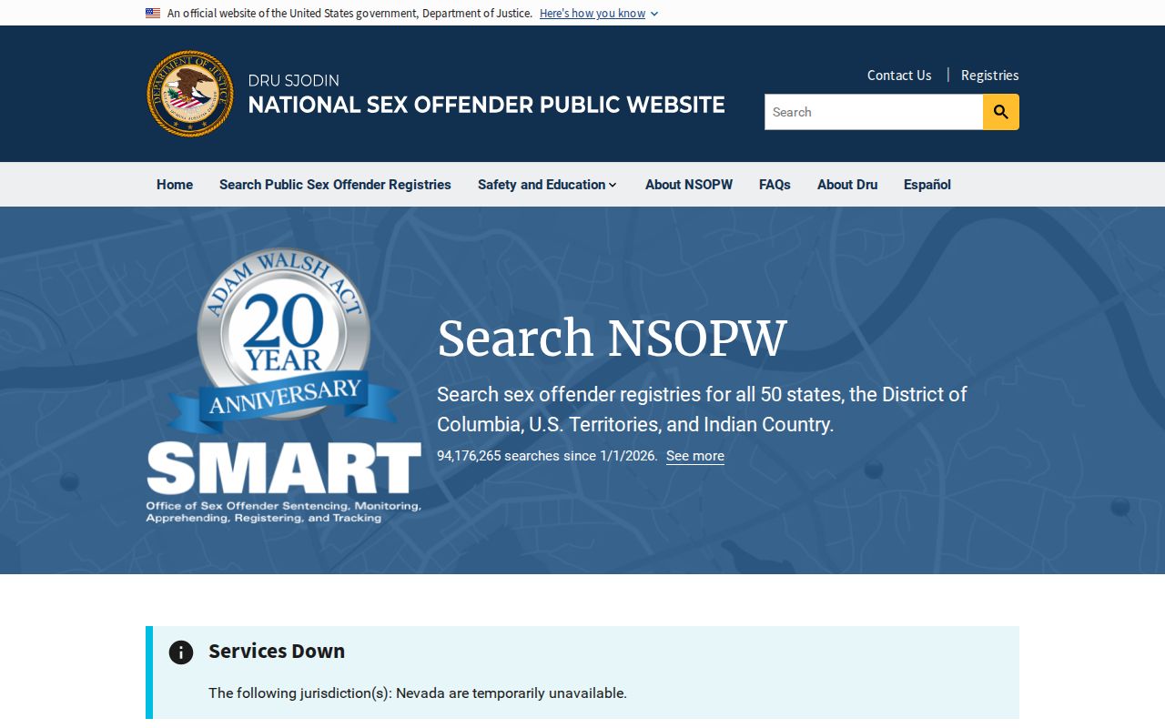 Sevier County sex offender check through the national NSOPW search