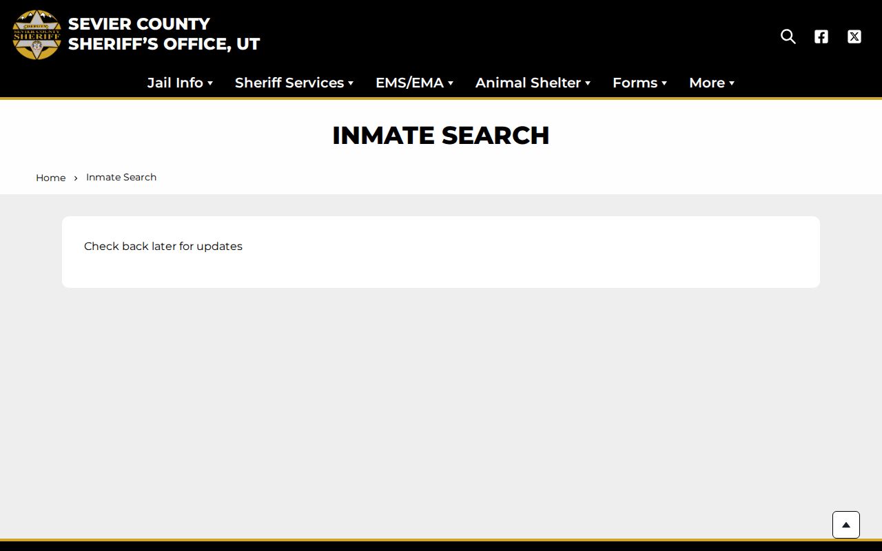 Official Sevier County Utah inmate search entry point