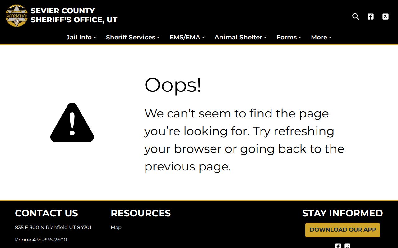 Sevier County criminal records sheriff patrol office page
