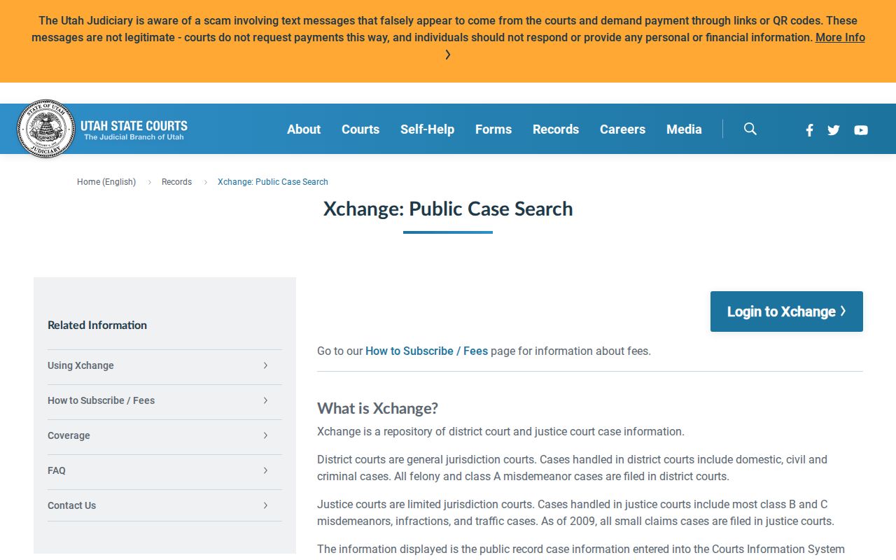 Sevier County criminal case record coverage in Utah Xchange
